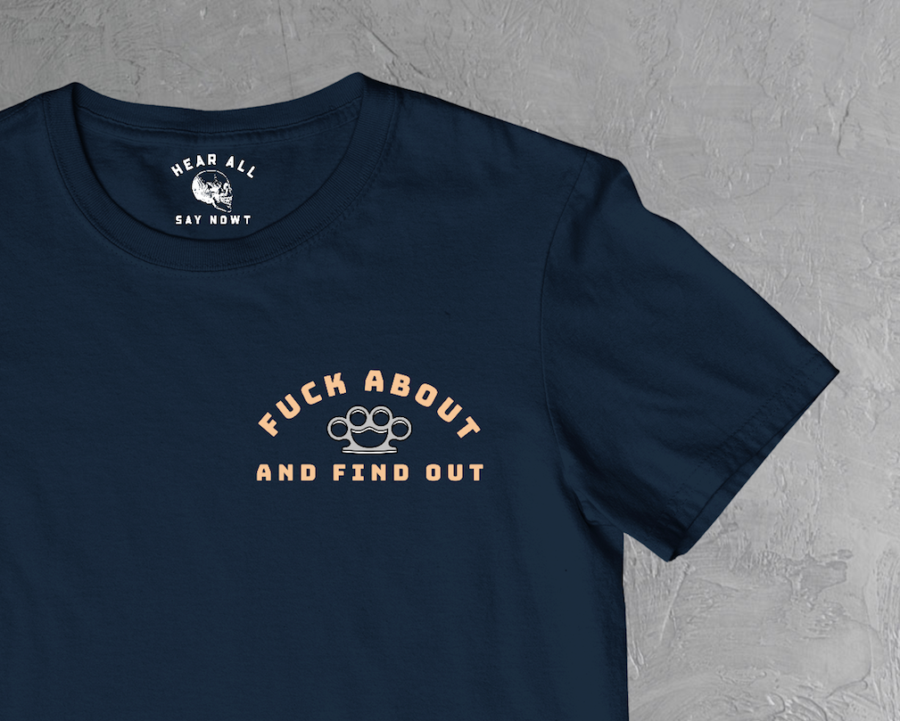 'F*CK ABOUT' - KNUCKLEDUSTER Tee Shirt - Navy Blue