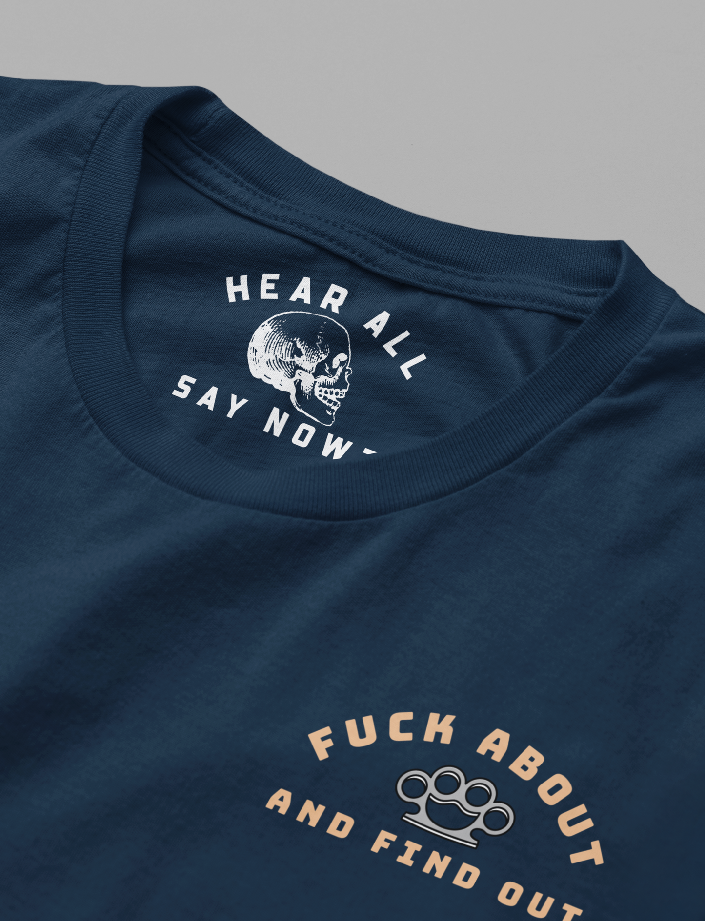 'F*CK ABOUT' - KNUCKLEDUSTER Tee Shirt - Navy Blue