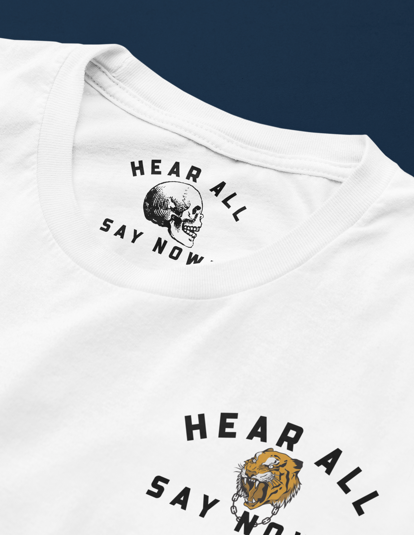 'OLD SCHOOL TIGER' Chest Print Tee Shirt - White