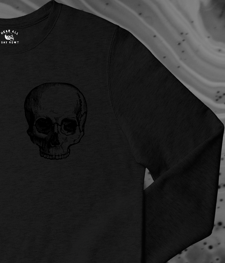 'OLD CRANIUM' Chest Logo Sweatshirt - Black/Black