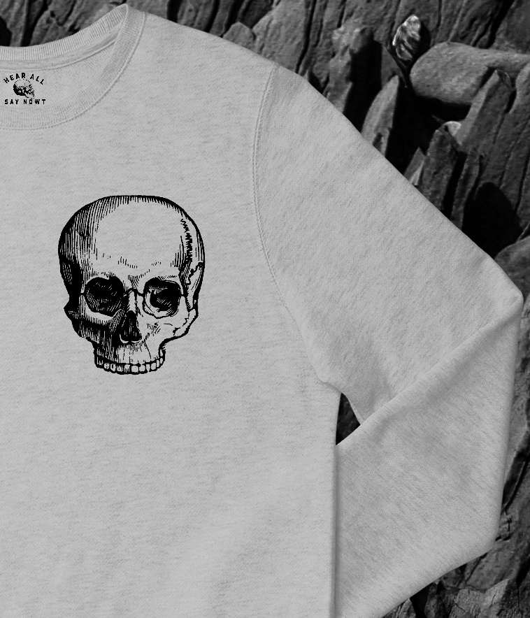 'OLD CRANIUM' Chest Logo Sweatshirt - Light Grey/Black