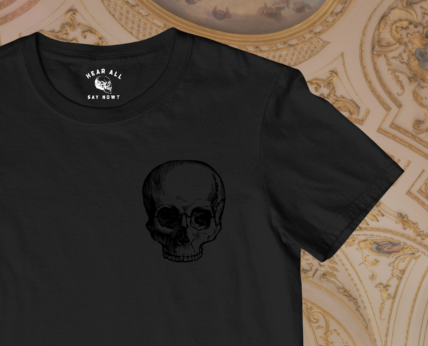 'OLD CRANIUM' Chest Logo Tee Shirt - Black/Black