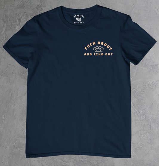 'F*CK ABOUT' - KNUCKLEDUSTER Tee Shirt - Navy Blue