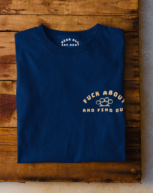 'F*CK ABOUT' - KNUCKLEDUSTER Tee Shirt - Navy Blue