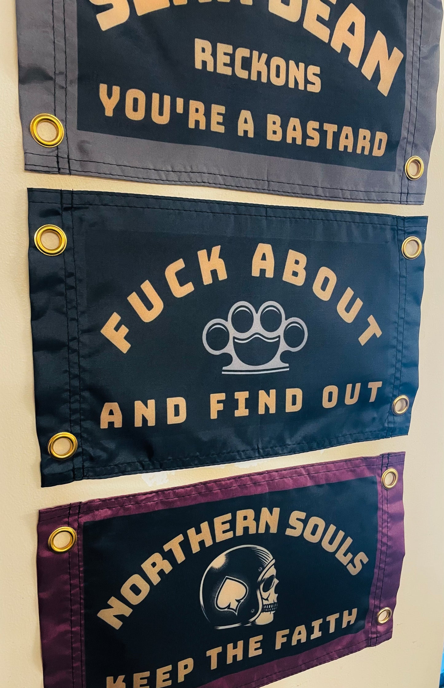 'F*CK ABOUT AND FIND OUT' Knuckleduster Wall Pennant