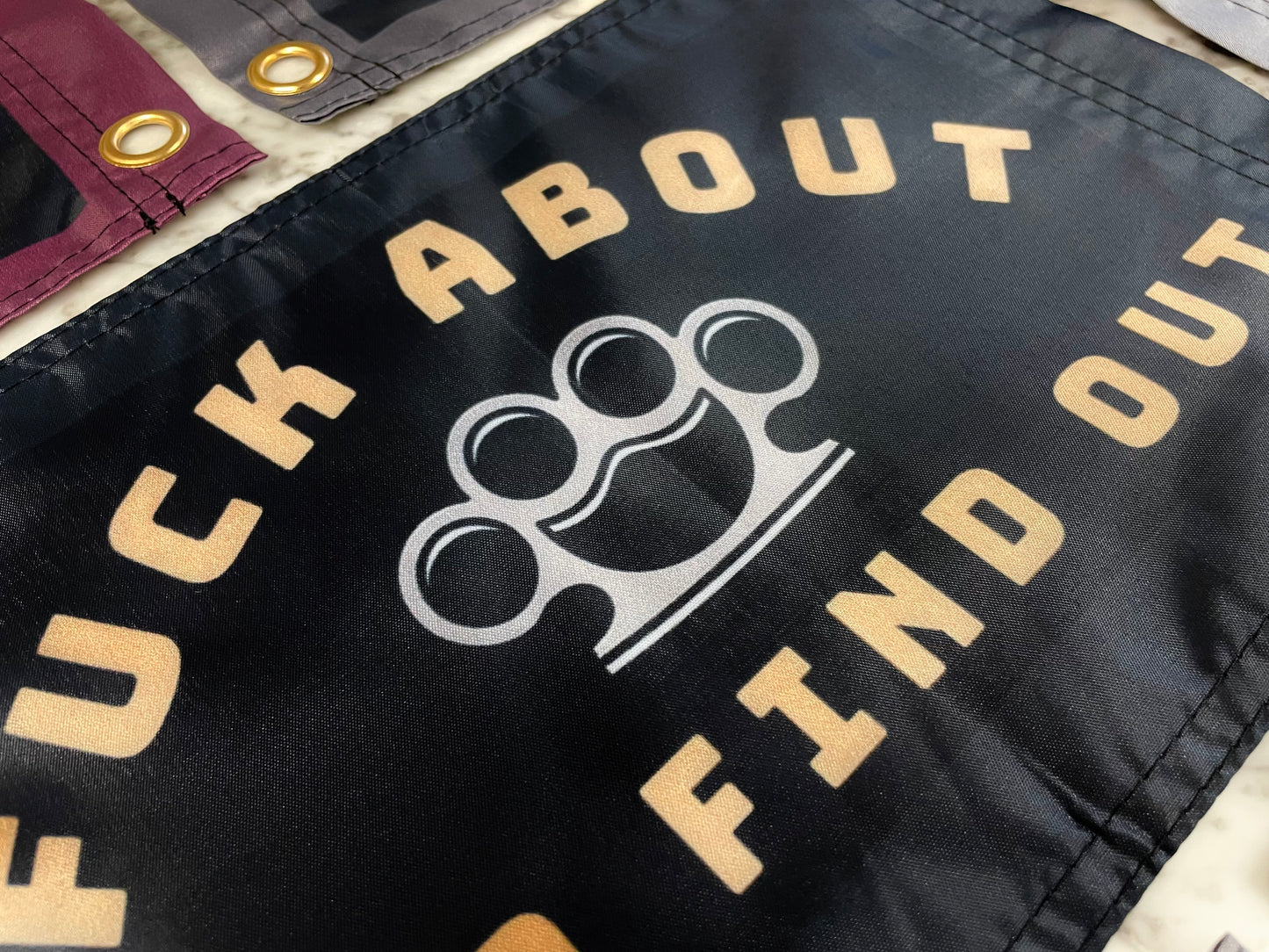 'F*CK ABOUT AND FIND OUT' Knuckleduster Wall Pennant