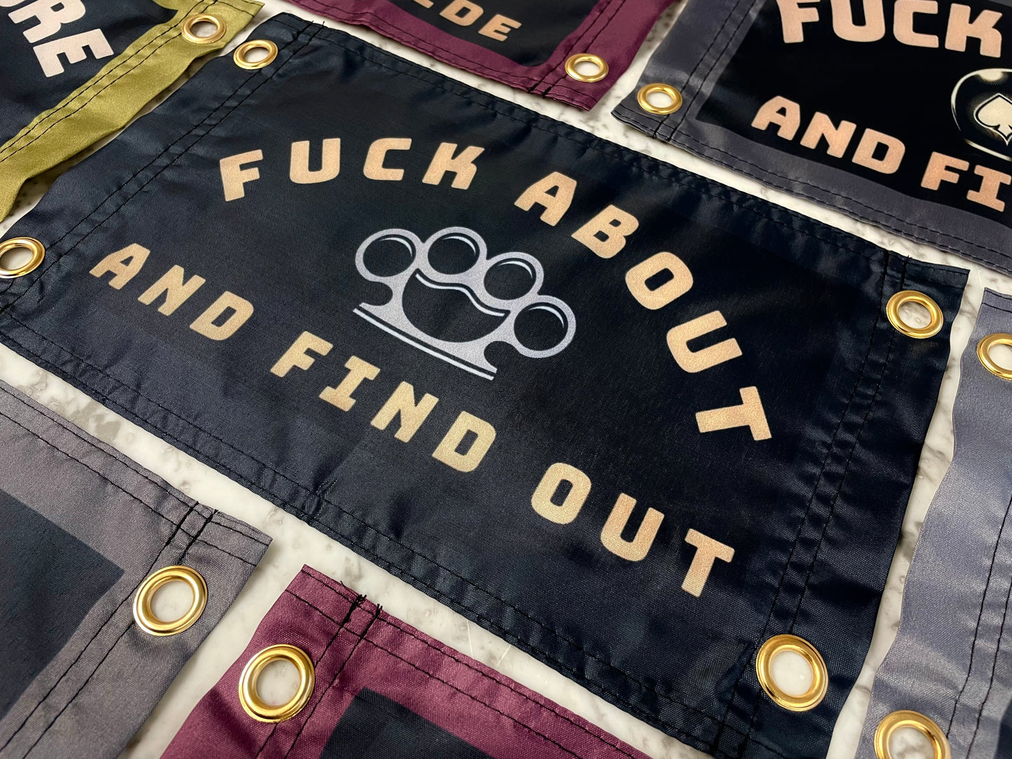 'F*CK ABOUT AND FIND OUT' Knuckleduster Wall Pennant