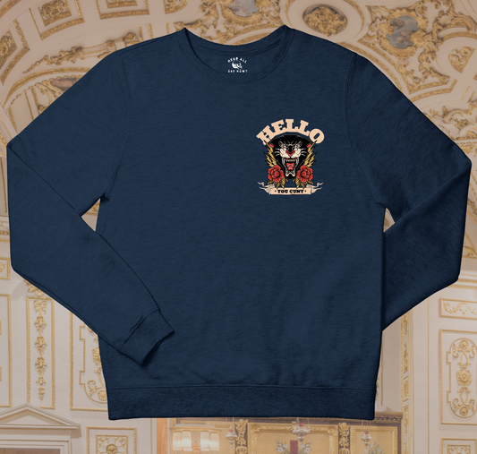'HELLO YOU C*NT' Chest Logo Sweatshirt - Navy Blue