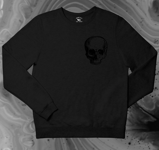 'OLD CRANIUM' Chest Logo Sweatshirt - Black/Black