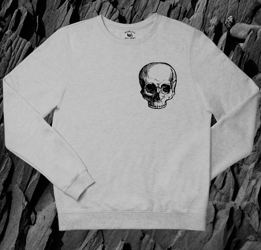 'OLD CRANIUM' Chest Logo Sweatshirt - Light Grey/Black
