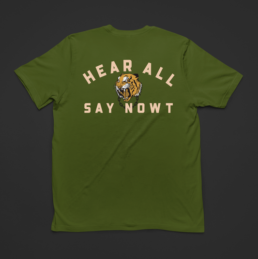 'FIGHTING TIGER' Back Print Tee - Dark Green