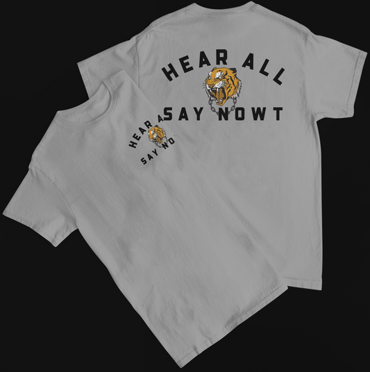 'FIGHTING TIGER' Back Print Tee - Grey
