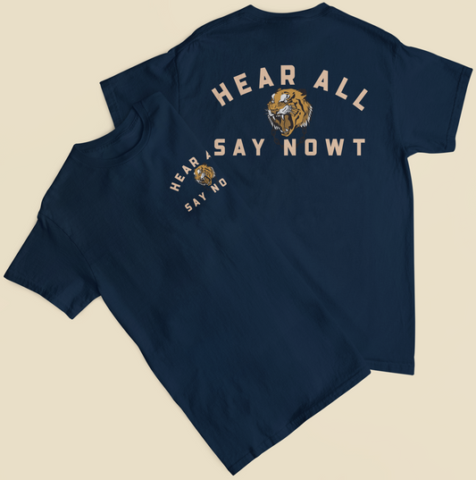 'FIGHTING TIGER' Back Print Tee - Navy Blue