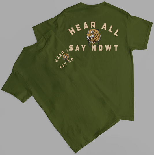 'FIGHTING TIGER' Back Print Tee - Dark Green